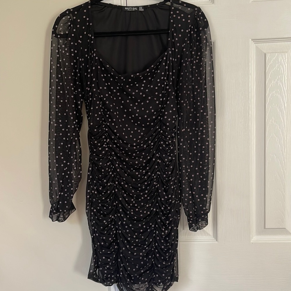 Nasty Gal Black dress with polka dots
